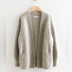 & Other Stories Mohair Wool Light Gray Cardigan Size Medium